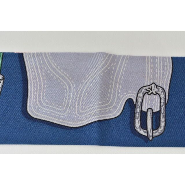 Hermes Twirly Scarf Silk Twill Belt Motif Blue Multi — view 6