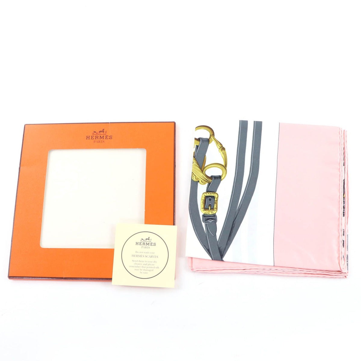 Hermes Carre 90 Brides de Gala Ceremony Bridle Silk Large Scarf Pink — view 2