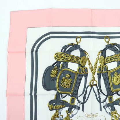 Hermes Carre 90 Brides de Gala Ceremony Bridle Silk Large Scarf Pink — view 3