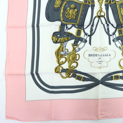 Hermes Carre 90 Brides de Gala Ceremony Bridle Silk Large Scarf Pink — view 6