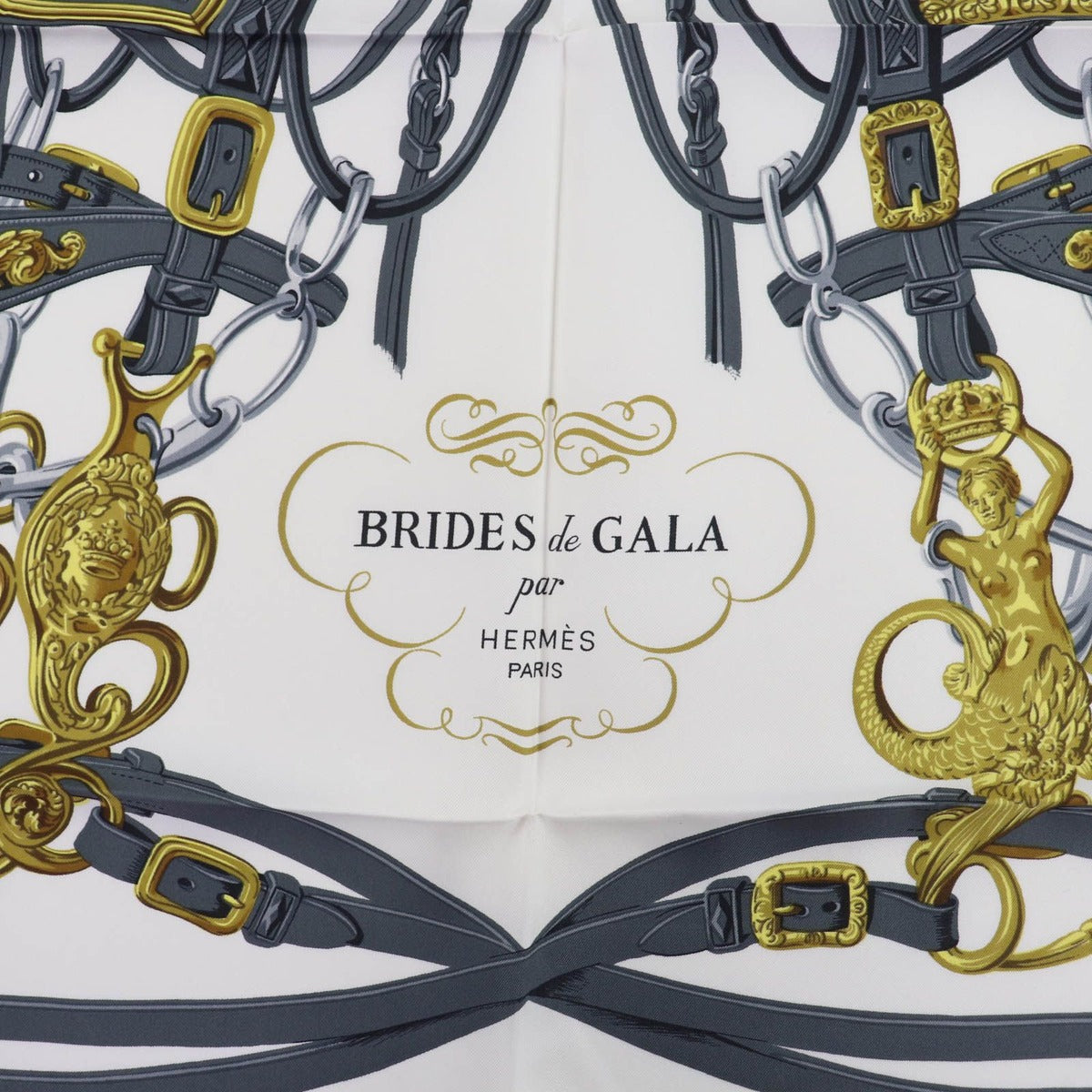 Hermes Carre 90 Brides de Gala Ceremony Bridle Silk Large Scarf Pink — view 7