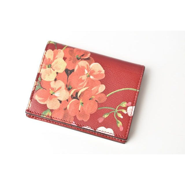 Gucci Mini Wallet Card Case Fold Blooms Flower Print Leather Cherry — view 6