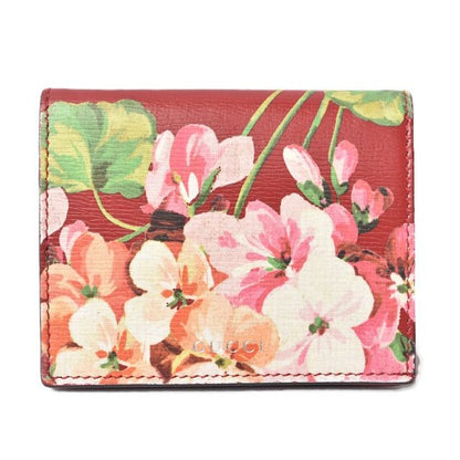 Gucci Mini Wallet Card Case Fold Blooms Flower Print Leather Cherry