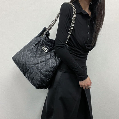 Balenciaga Shoulder Bag Black Leather Vintage — view 2
