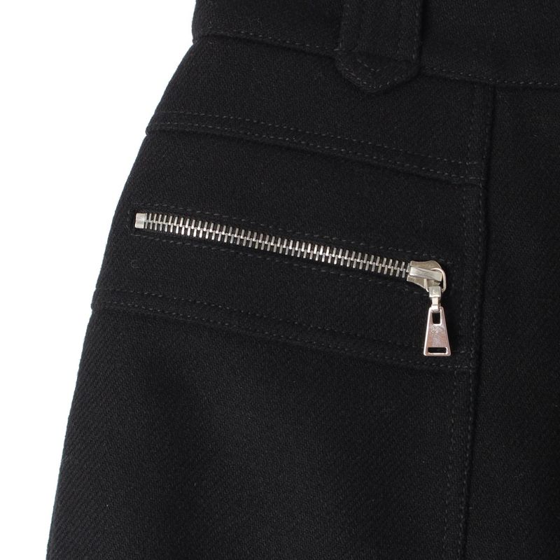Louis Vuitton Wool Zip Design Melton Skirt Black 38