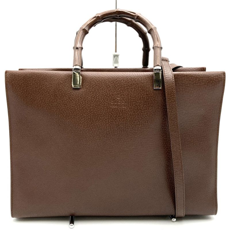 Gucci 002103 Handbag Shoulder Bag Business Bag Leather Brown