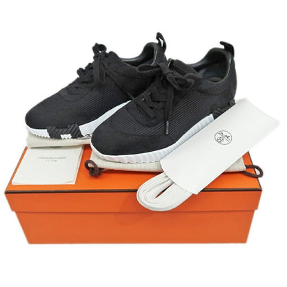 Hermes Bouncing Sneakers 37.5 Black Mesh Leather Shoes — view 10