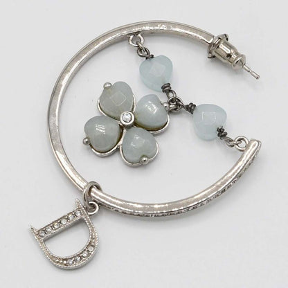 Christian DIOR Earrings Flower Rhinestone Approx 13.7g Accessories Box Bag H1789