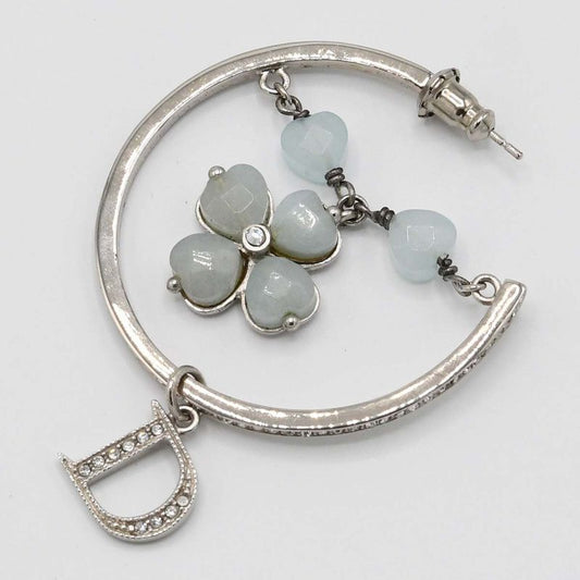 Christian DIOR Earrings Flower Rhinestone Approx 13.7g Accessories Box Bag H1789