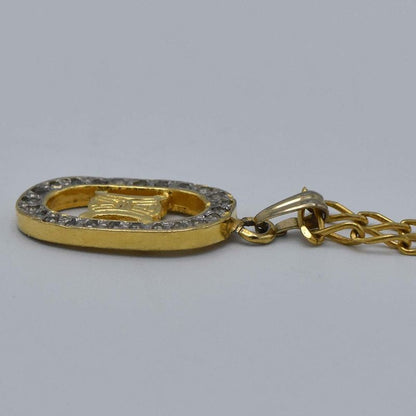 Celine Necklace Macadam Rhinestone GP Approx 5.2g Accessories H2158