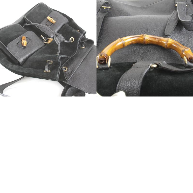 Gucci 003 1118 0016 Bamboo Backpack/daypack Black Suede