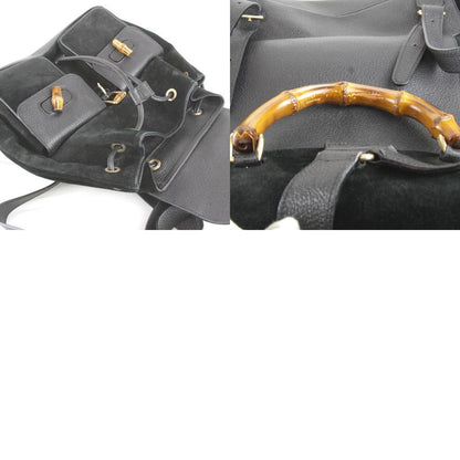 Gucci 003 1118 0016 Bamboo Backpack/daypack Black Suede