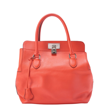 Hermes Toolbox 26 Verso Evercolor Orange Poppy X Rouge Ash Handbag With Silver