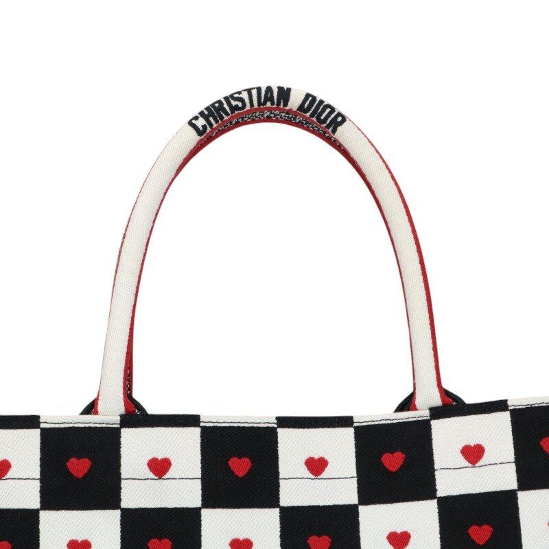 Dior BOOK TOTE Book Tote Heart Pattern Embroidery Logo Tote Bag Women M