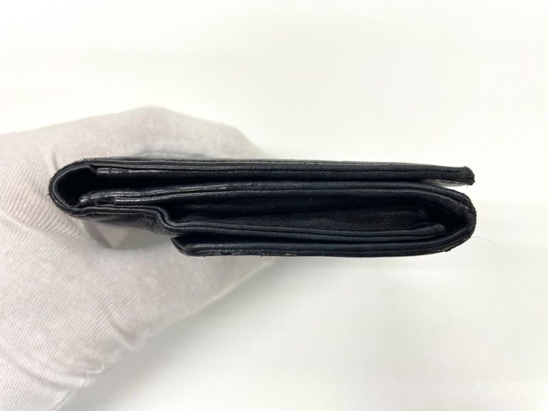 Chanel Coco Mark W Hook Lambskin Bifold Compact Wallet Black Made In France