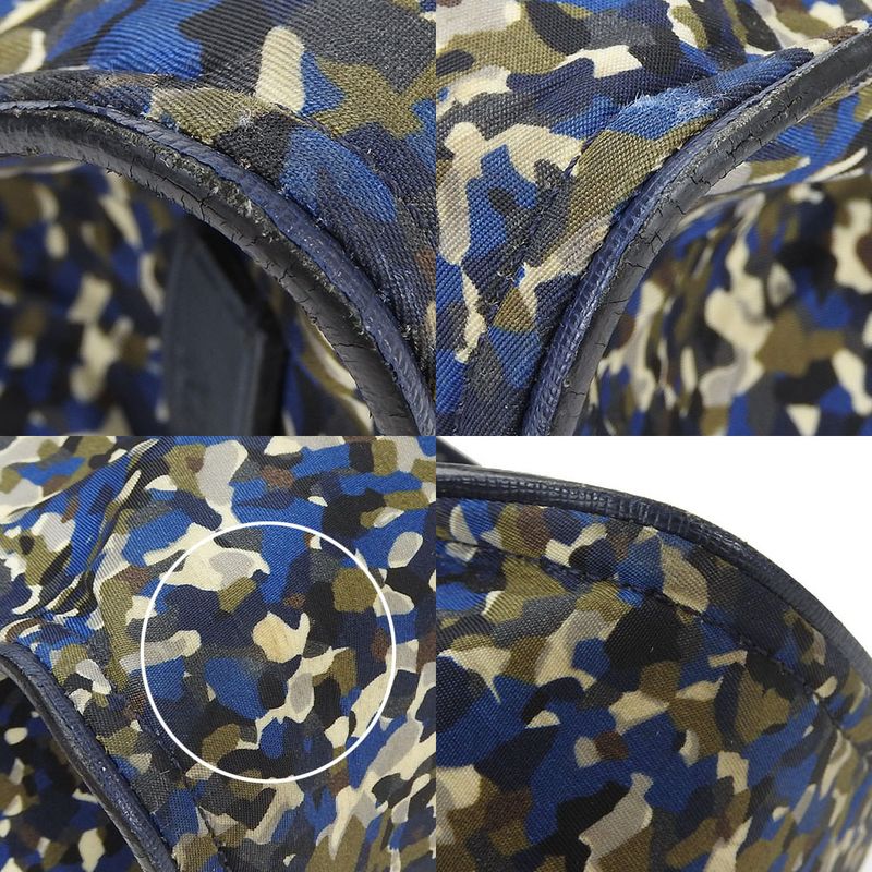 Fendi Tote Bag Bugs 7va367 Nylon Leather Navy Silver Hardware Monster Chamois