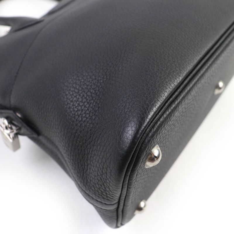 Hermes Bolide 31 Taurillon Clemence Silver Hardware Handbag Black Engraved Y