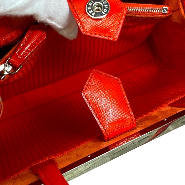Fendi 8bh253-m5q 2-way Petite Toujours Handbag Tote Bag Leather Enamel Red With