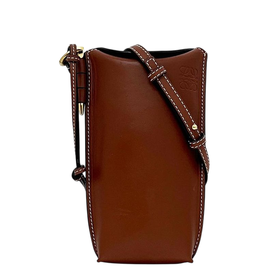 Loewe Shoulder Bag Phone Shoulder Brown Gate Open