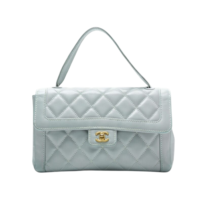 Chanel Wild Stitch Matelasse Handbag Lambskin Light Blue With Gold Hardware