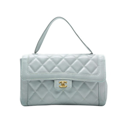 Chanel Wild Stitch Matelasse Handbag Lambskin Light Blue With Gold Hardware