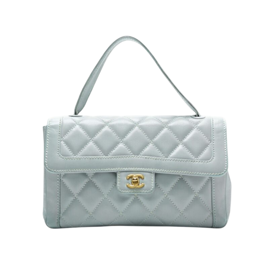 Chanel Wild Stitch Matelasse Handbag Lambskin Light Blue With Gold Hardware