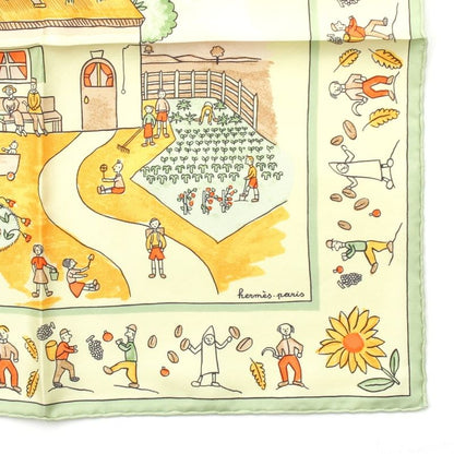 Hermes Petit Carré 45 Silk Homecoming Gavroche Scarf Greenish Multicolor
