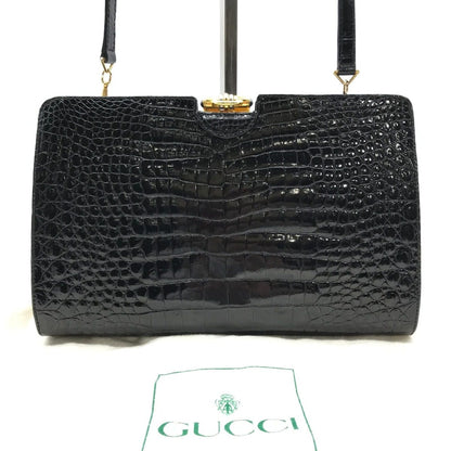 Gucci Crocodile Shoulder Bag Black