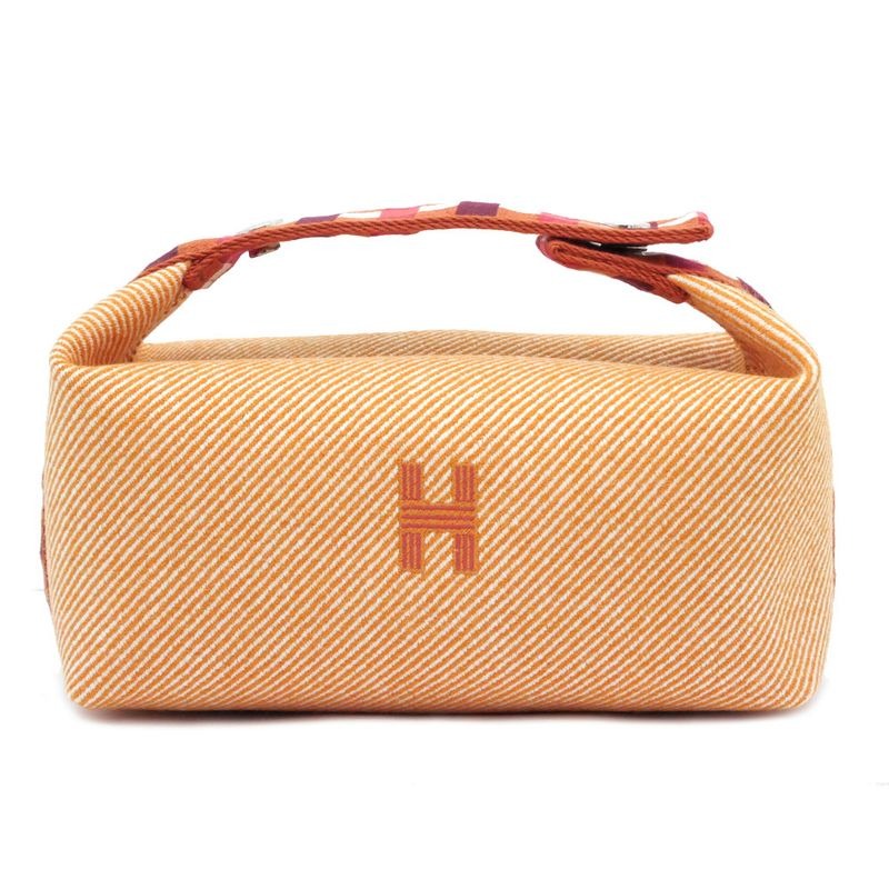 Hermes Brid A Black PM Au-carre Handbag Pouch Faube Orange