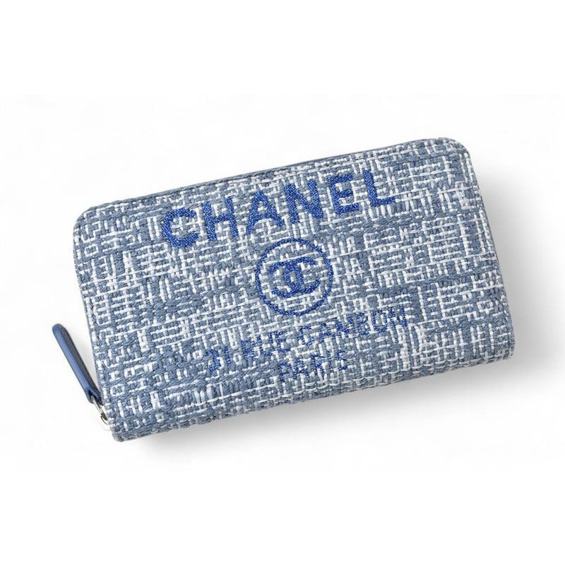 Chanel Wallet Fold Deauville Blue Tweed — view 2