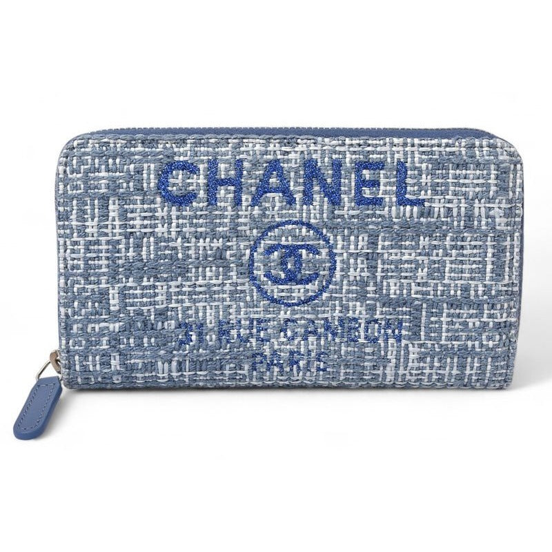 Chanel Wallet Fold Deauville Blue Tweed