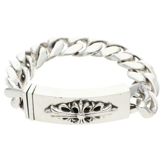 Chrome Hearts ID Floral Crs Cross ID Classic Silver Bracelet