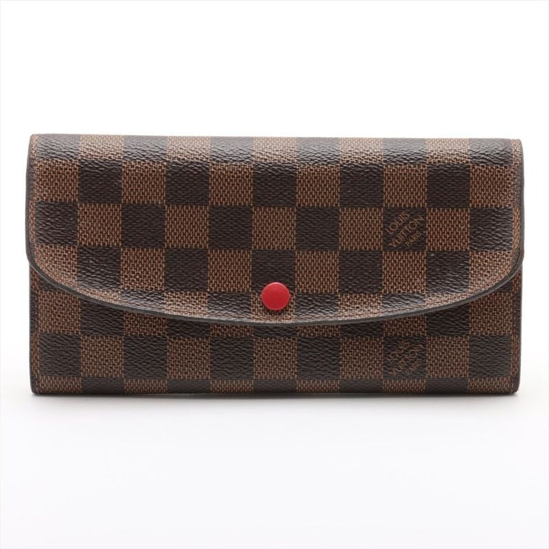 Louis Vuitton Damier Portefeuille Emilie Zipper Long Wallet Ebene Brown