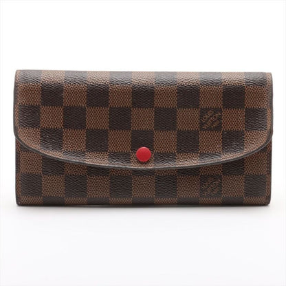 Louis Vuitton Damier Portefeuille Emilie Zipper Long Wallet Ebene Brown