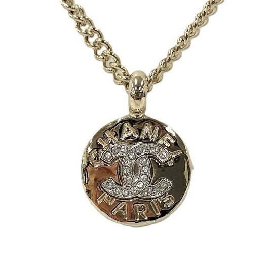 Chanel Necklace Coco Mark Medal Plated Gold B25