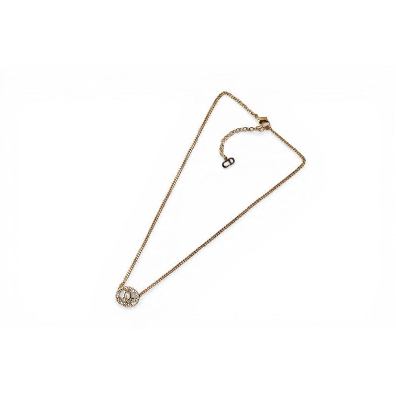Dior Necklace Vintage Logo Rhinestone Gold — view 2