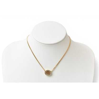 Dior Necklace Vintage Logo Rhinestone Gold — view 3