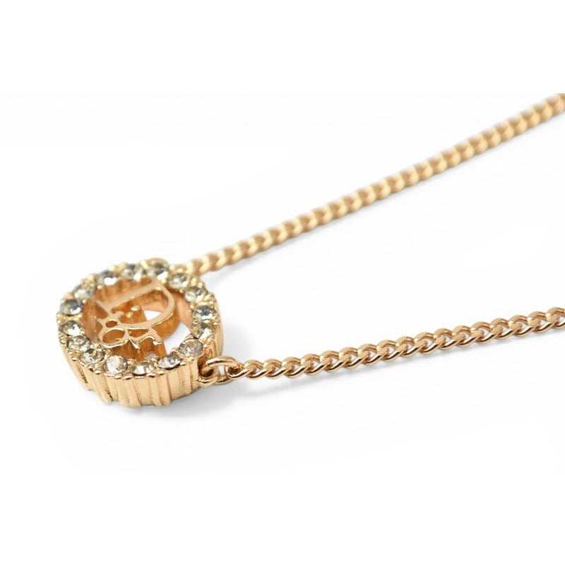 Dior Necklace Vintage Logo Rhinestone Gold — view 4