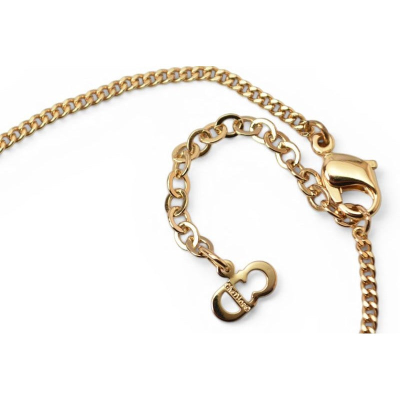 Dior Necklace Vintage Logo Rhinestone Gold — view 5