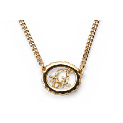 Dior Necklace Vintage Logo Rhinestone Gold — view 7