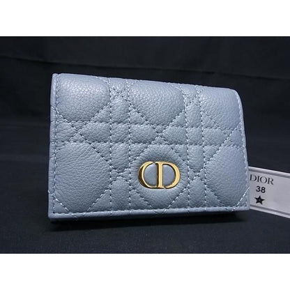 Christian Dior Caro Glycine Wallet Cannage Leather Card Case Coin