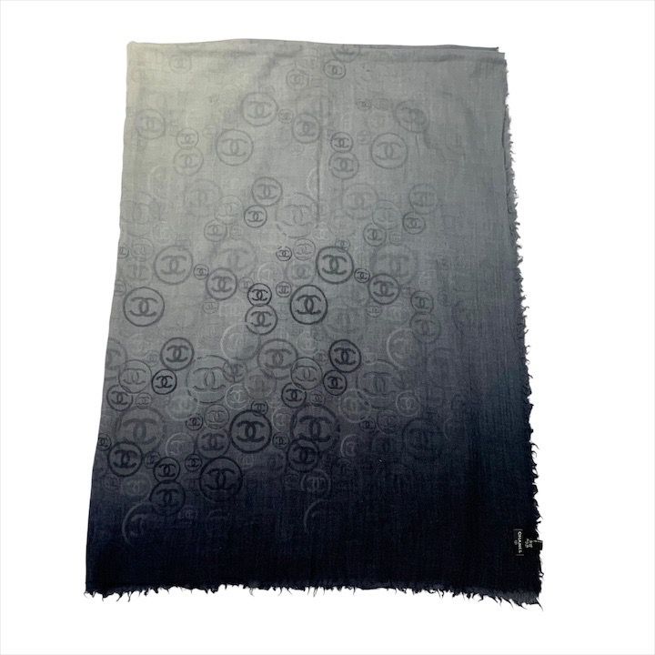 Chanel CC Logo Gradient Cashmere Large Shawl Scarf