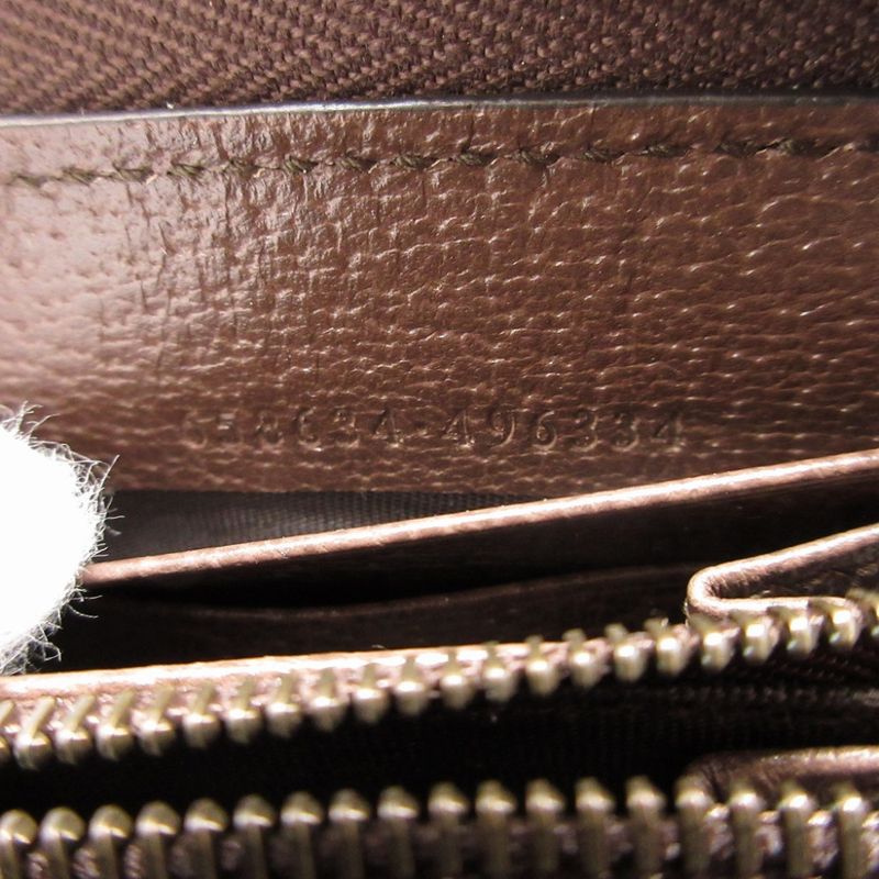 Gucci Diana 658634 Bamboo GG Supreme Leather Beige Brown Round Zipper Long