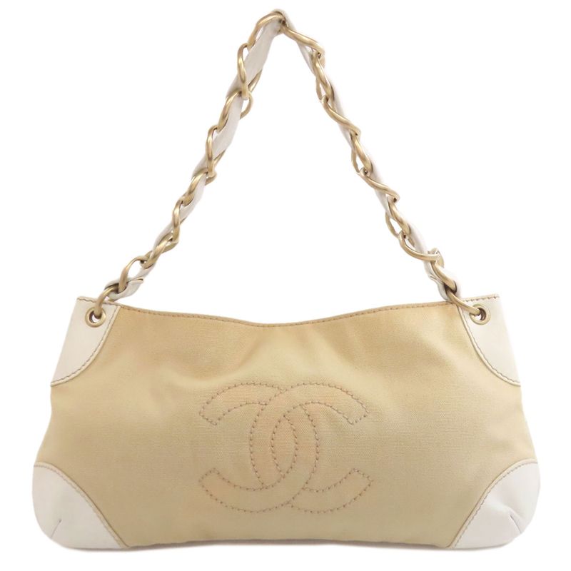 Chanel Coco Mark Gold Hardware Handbag Canvas Calf Women