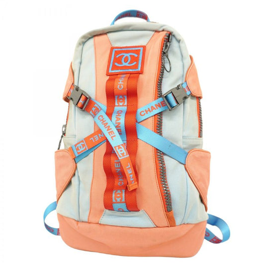 Chanel Backpack Daypack Sport Nylon Blue Red Silver Hardware Women
