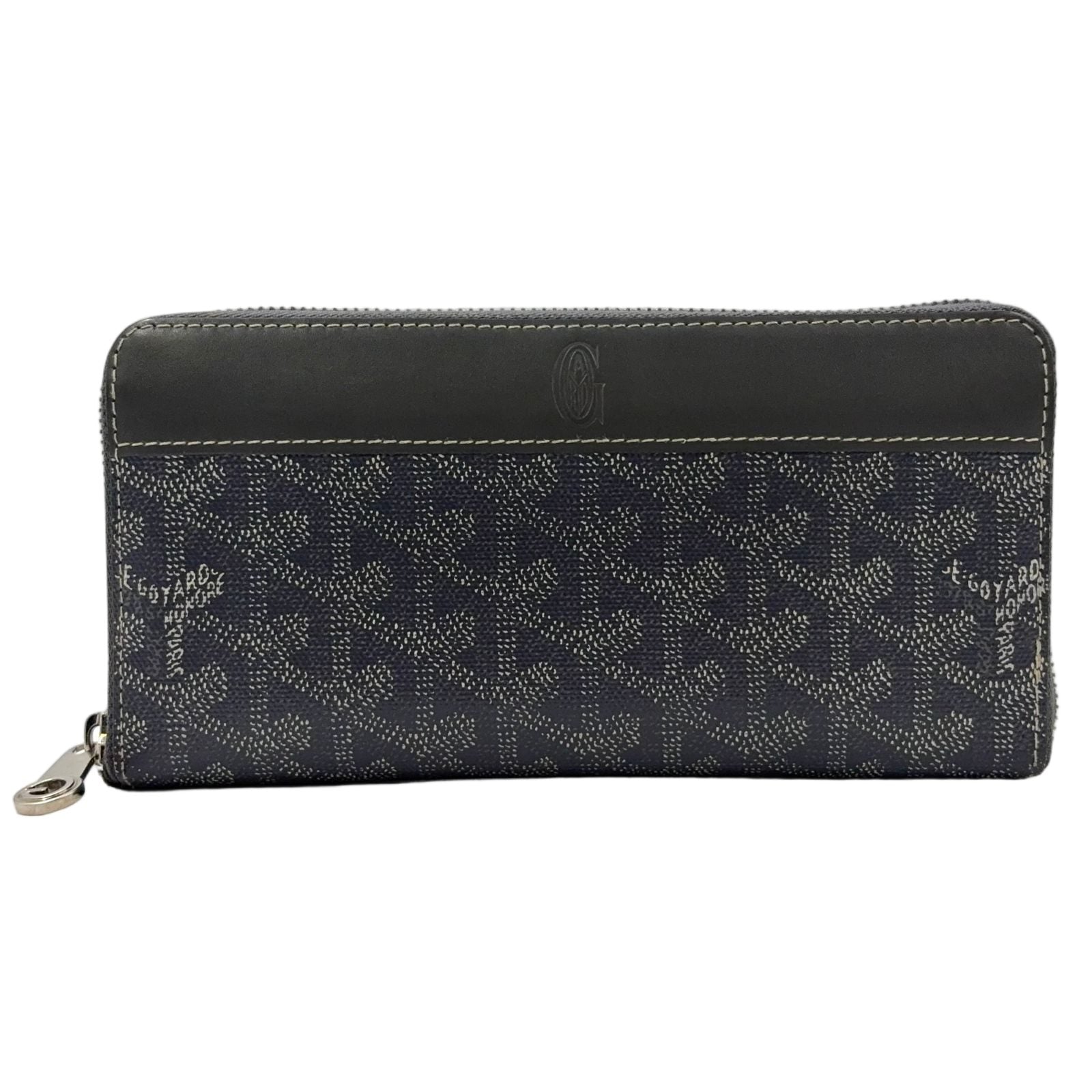 Goyard Martinyon GM Zip Around Leather Gray Wallet Silver
