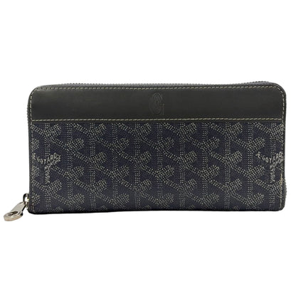 Goyard Martinyon GM Zip Around Leather Gray Wallet Silver