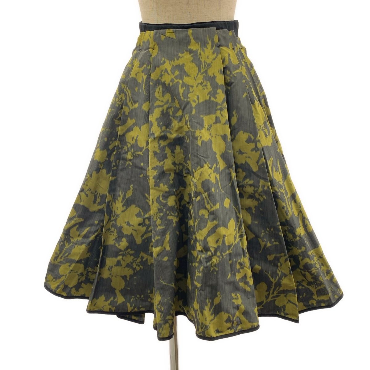 Louis Vuitton Silk Blend Tuck Long Skirt 34 Green
