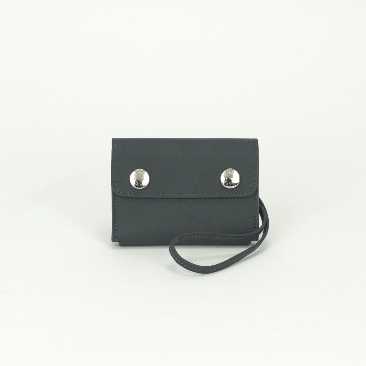 Hermes Knap Card Case Swift Graphite Gray Silver