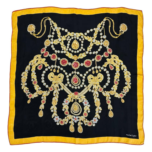 Cartier Pattern Silk Yellow Black Scarf